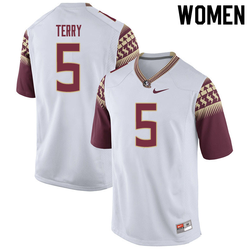 Women #5 Tamorrion Terry Florida State Seminoles College Football Jerseys Sale-White